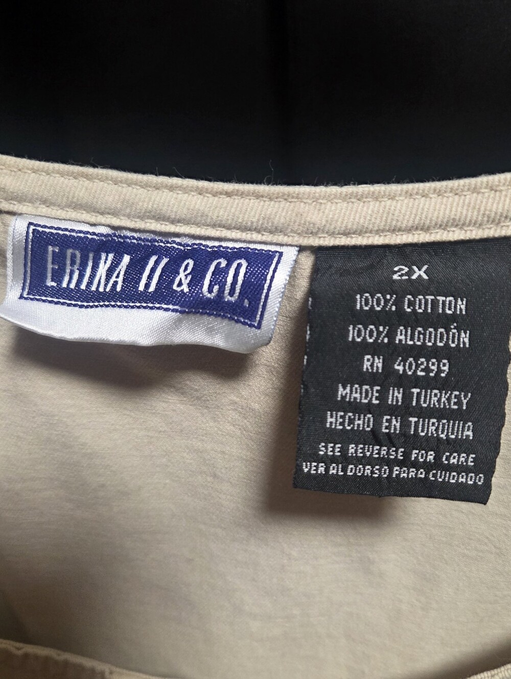Vintage Erika 80s Tradwife Cottagecore Jumper Khaki Tan Cotton Dress Size 2XL - Picture 4 of 4